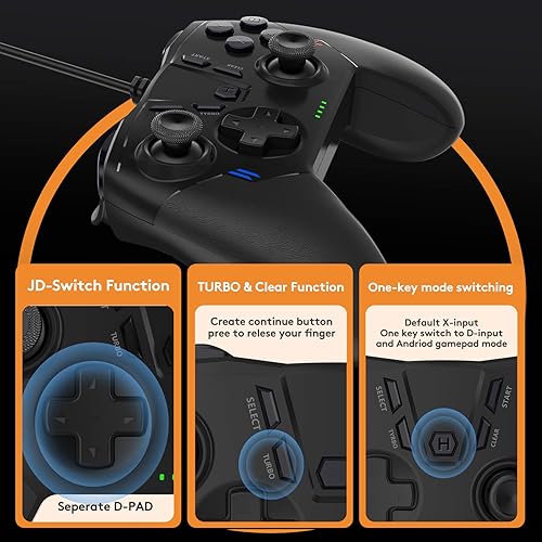 Miniatura 5 de Uberwith Wired PC Game Controller, Joystick Gamepad Controller for PC Game Controller Compatible With Steam, PS3, Windows 1087 PC, Laptop, TV Box,