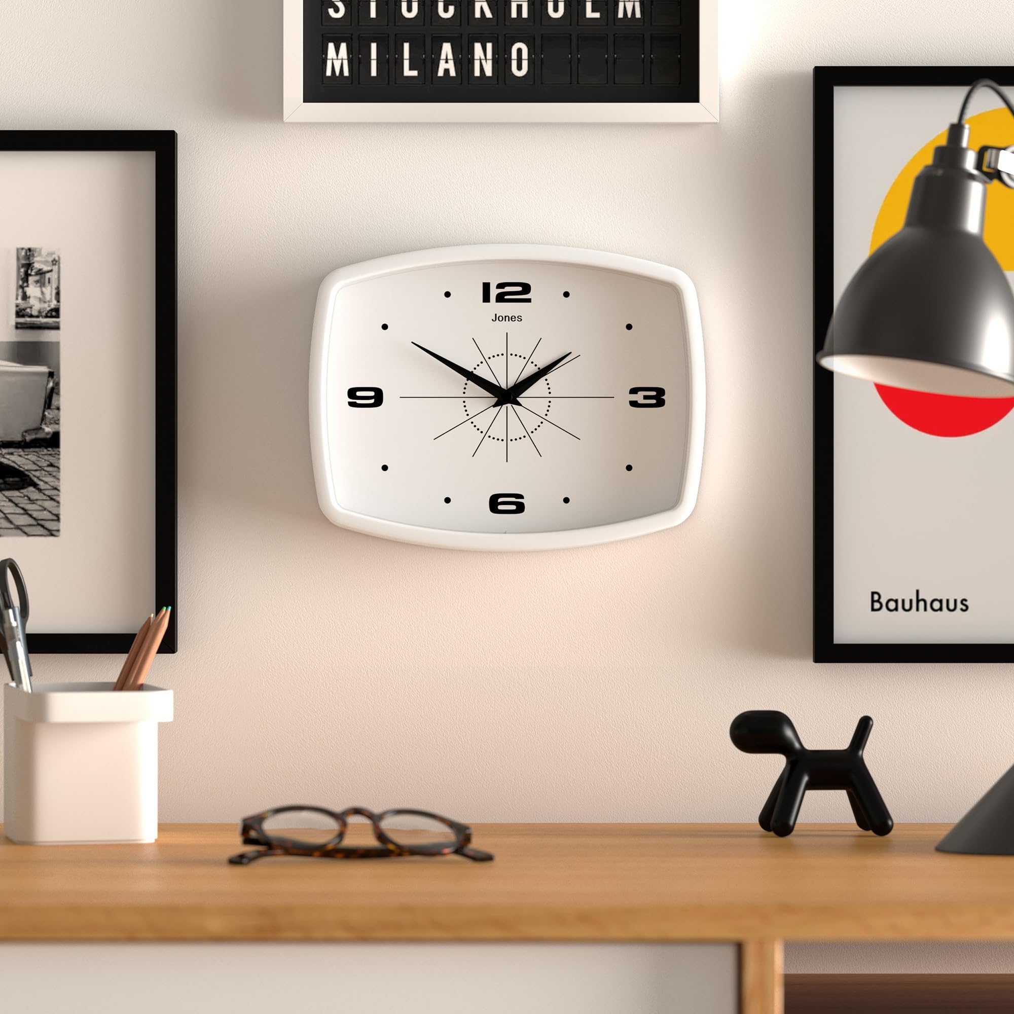 Jones Clocks® Movie wall clock, White, 19.5 x 25.5 x 4.5 cm - Image 4