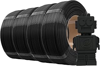 eSUN PLA Basic Refilament 1.75mm, 3D Printer Refill High Speed PLA for Fast Printing, 1KG per Roll, 4 Rolls Spoolless 3D Printing Filament for High Speed 3D Printers, Black