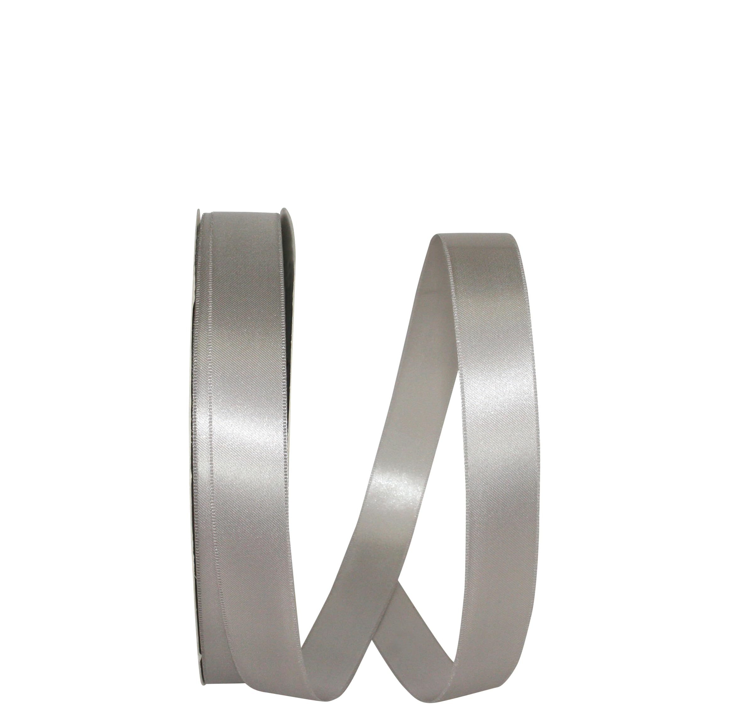 Reliant Ribbon Double Face Satin Allure Dfs Ribbon, 7/8 Inch X 100 Yards, Shell Grey