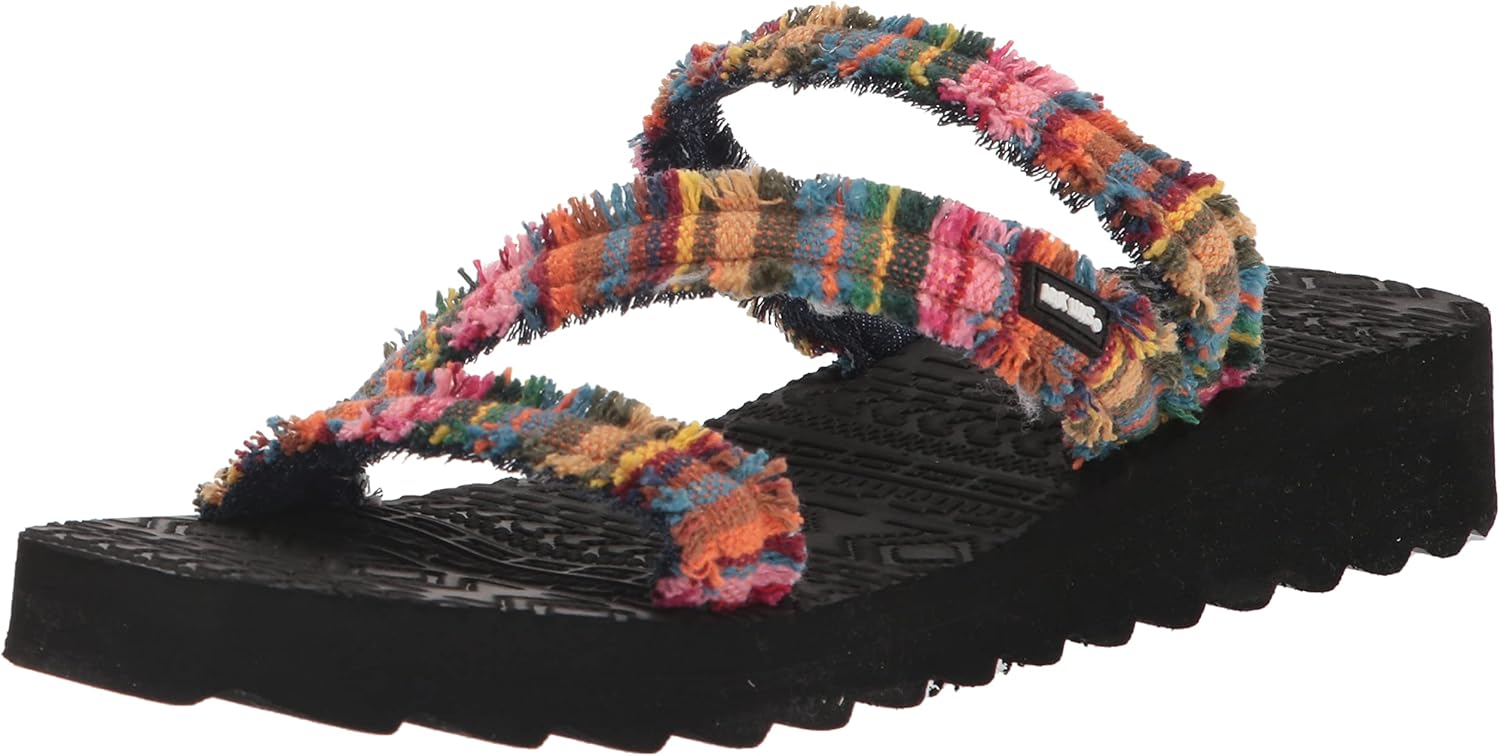 MUK LUKS Women's Wave Riptide Sandals, Multi Stripe, 8