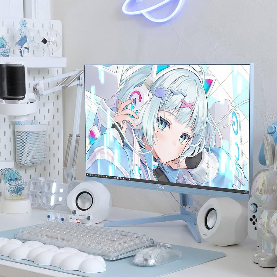 pixio ゲーミングモニター Blue 23.8インチ Pixio、23.8型ゲーミングモニターにパステルブルーとパステル
