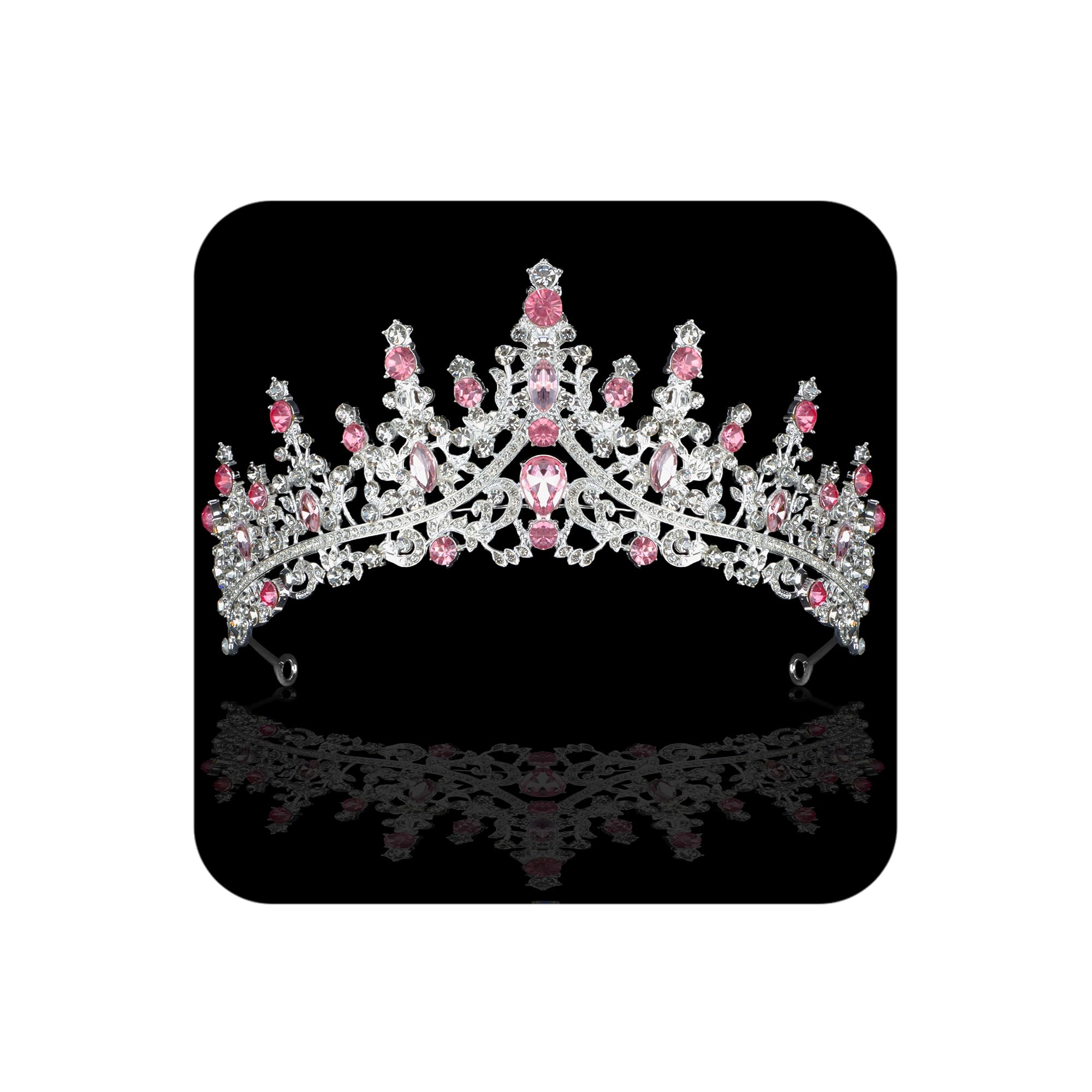 COCIDE Pink Crowns for Women Pink Tiaras for Women Princess Tiaras for Girls Costume Halloween Hair Accessories Royal Crystal Headbands Cosplay Birthday Pageant Bride Headpieces
