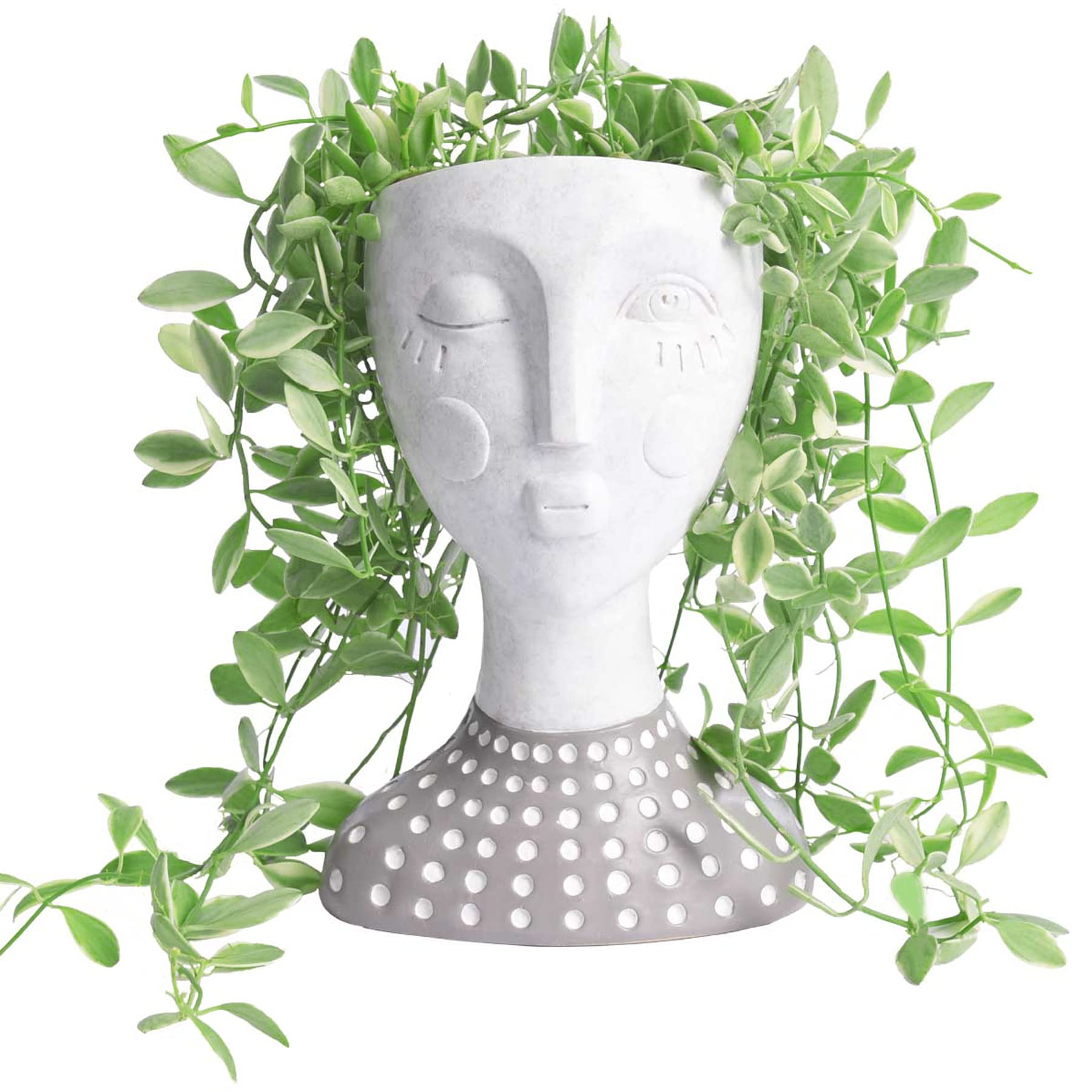 Face Planter Pots, Women Face Flower Pots for Indoor and Outdoor Plants, Cute Resin Head Planter Pot Succulent Planter Garden Pots - Creative Home Office Decor (White)