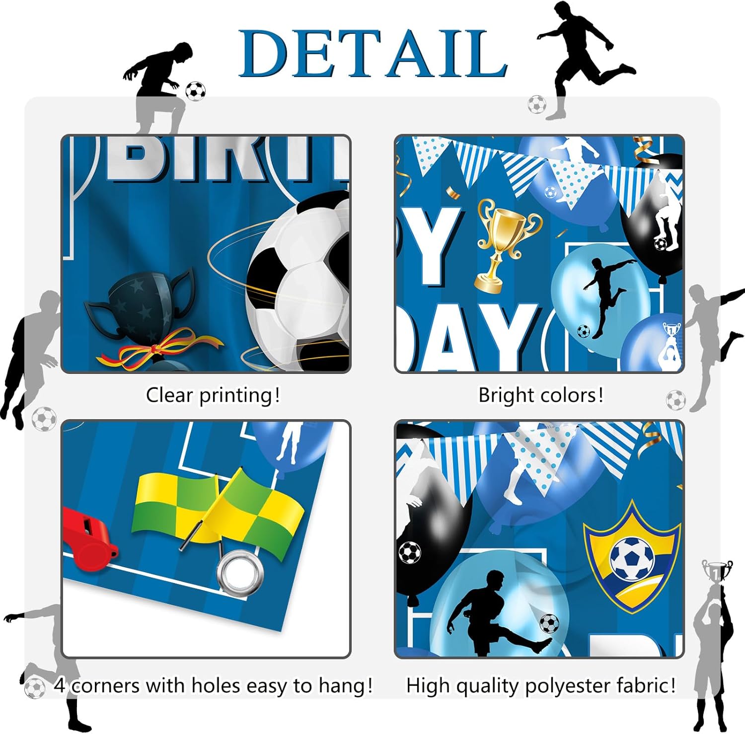 Mocsicka Soccer Birthday Backdrop Football Field Soccer Theme Happy Birthday Banner Party Decorations Photo Booth Props (6x3.6ft) - Image 4