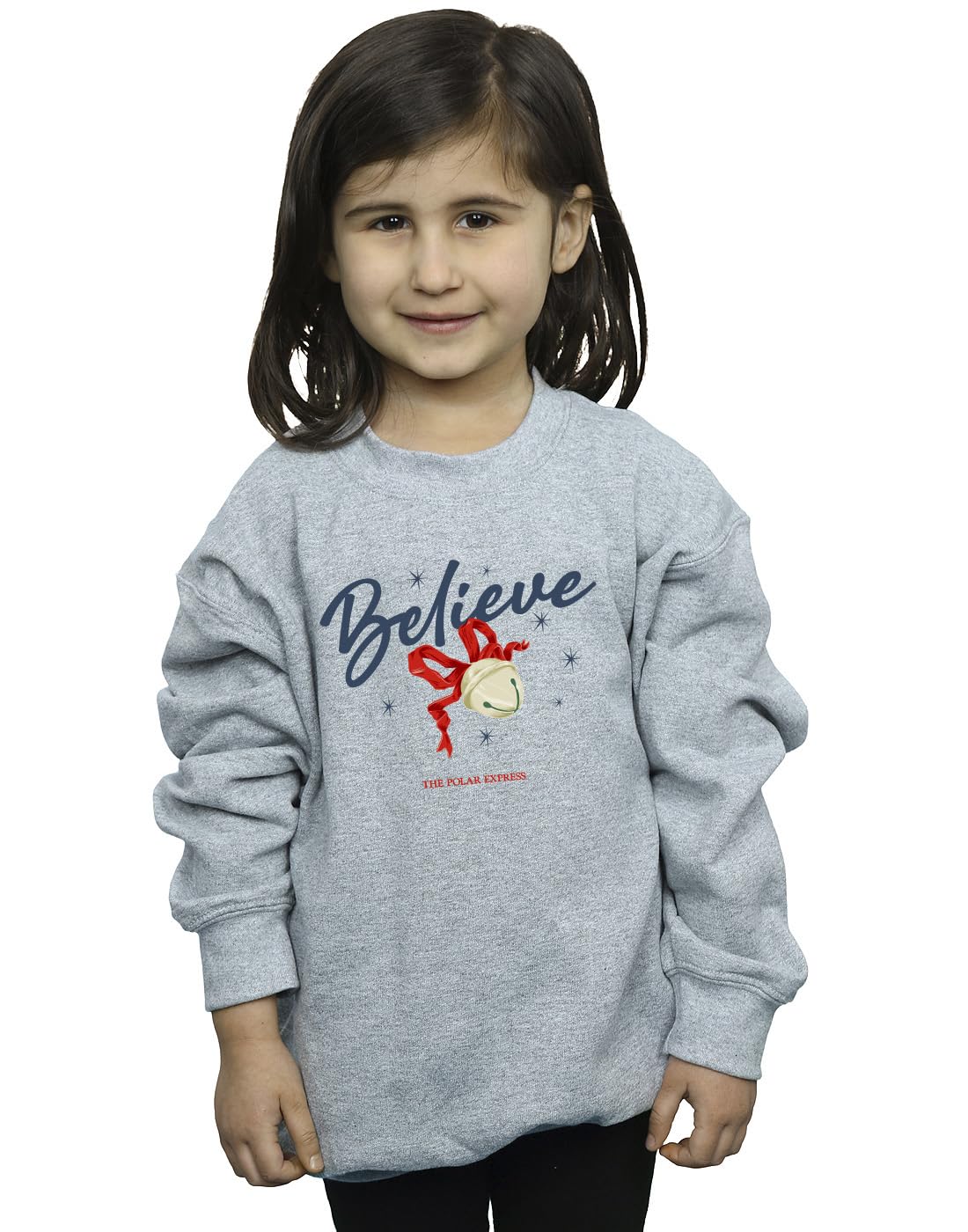 Absolute Cult Polar Express Girls Believe Bell Sweatshirt Sport Grey 12-13 Years