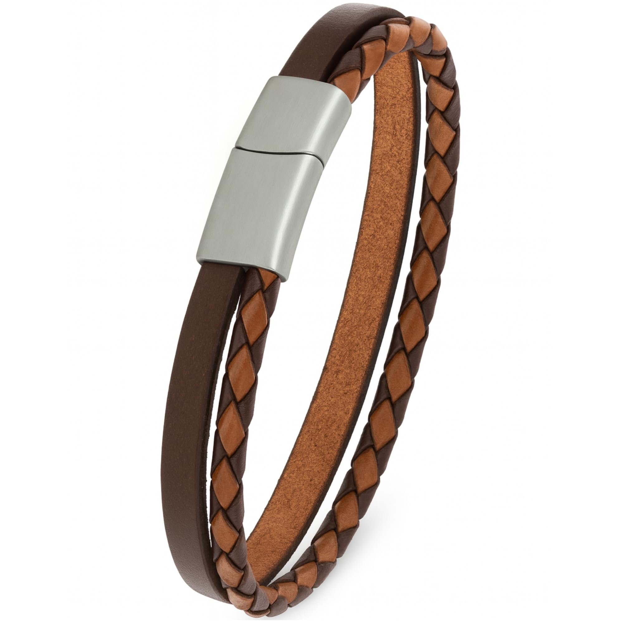 Simaru Echtlederarmband KVERNMO mit Edelstahl-verschluss