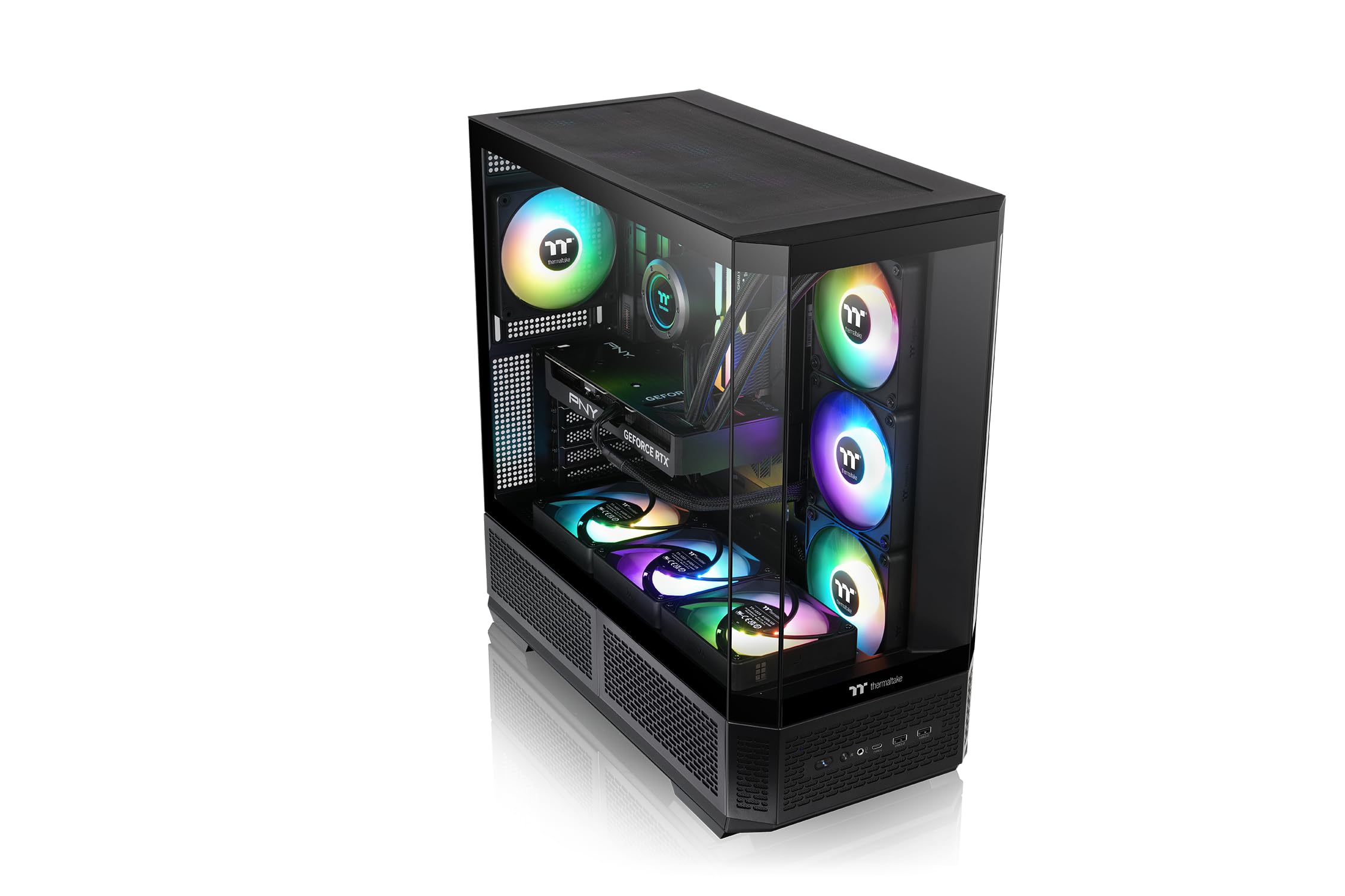 Thermaltake View 370 TG ARGB Torre Media Gaming | Ventiladores Preinstalados ARGB PWM (SF360 Reverse + SF120) | Cristal Templado | USB 3.2 x1 USB 3.0 x2 | Panel Frontal | Negro