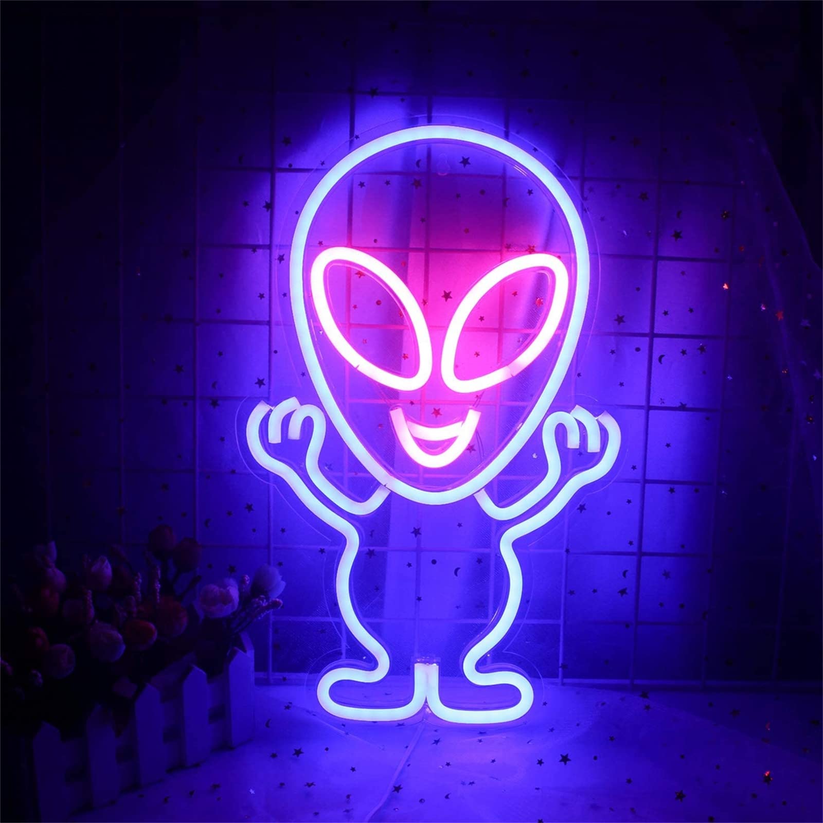 Insegne al neon a LED Lampada al neon di design alieno Luce notturna Bar Ristorante Clubhouse interna Decorazione da parete per pubblicità USB,B