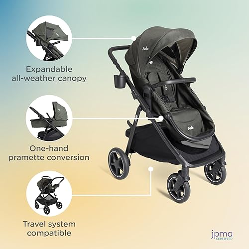 Miniatura 2 de Joie Ginger LX - Cochecito pramette con una sola mano 4 en 1, cochecito y cochecito convertibles, recién nacido a niño pequeño (paloma)