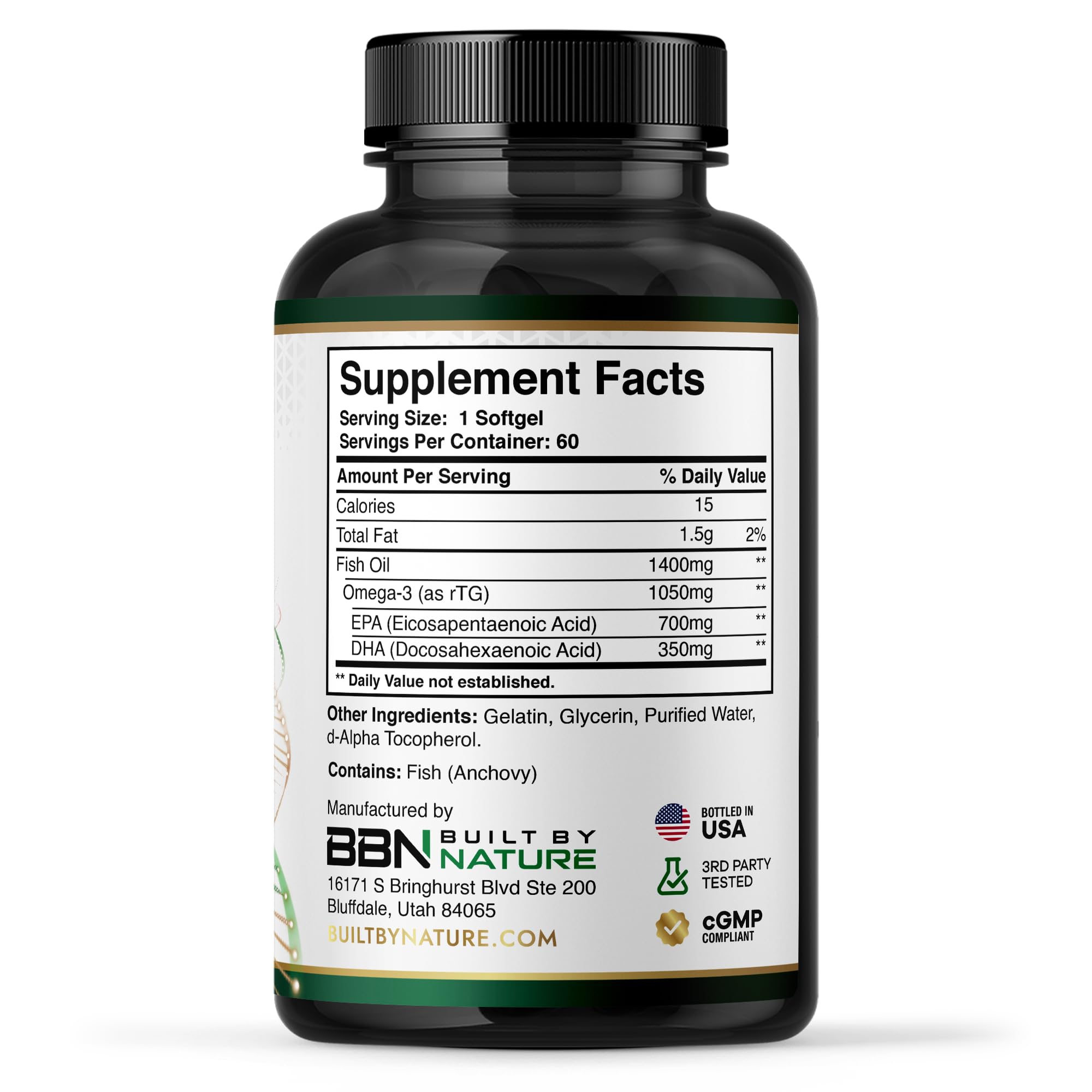 Built by Nature Omega 3 Fish Oil 1400 mg for Women & Men, 60 Softgels — Amazon image 5