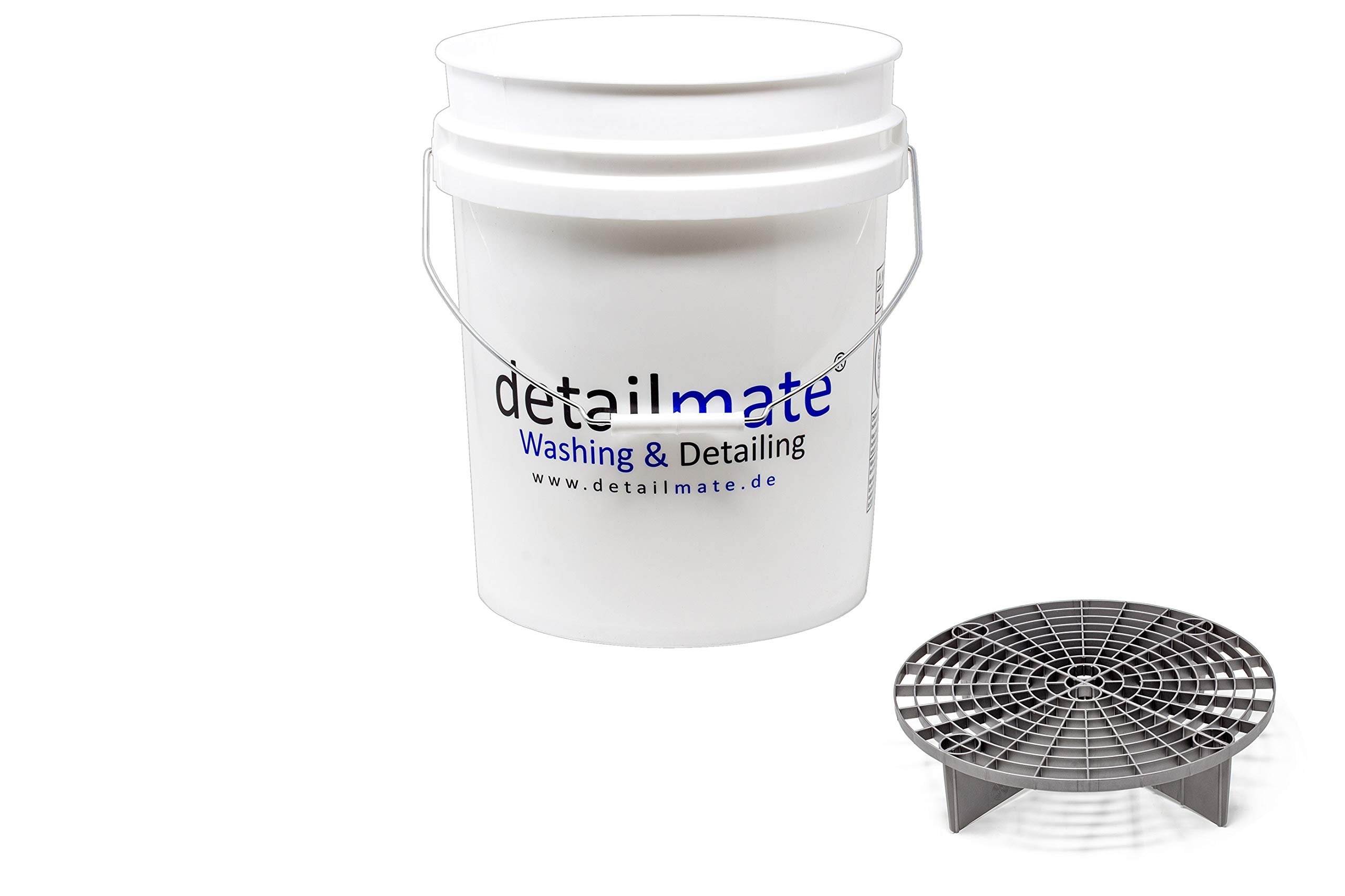 detailmateProfessional Car Cleaning Set - Wash Bucket 5 GAL (approx. 20 Litres) / Grit Guard Insert Silver