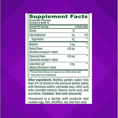 Miniatura 7 de Vitafusion Suplemento de gomita de melatonina de 3 mg, Awake Refreshed, apoyo para dormir y ayuda de jet lag, sin azúcar, suplemento dietético,