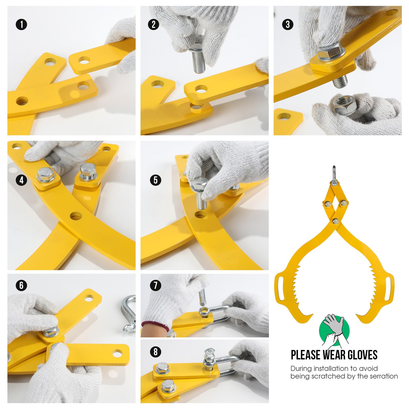 SWAWIS Pinza Forestal para Elevar Troncos de Acero Aleado, Pinzas para Levantar Troncos de Hasta 760mm, Capacidad de Carga: 1500 kg, Pinza para Trabajos Pesados Garra para Madera