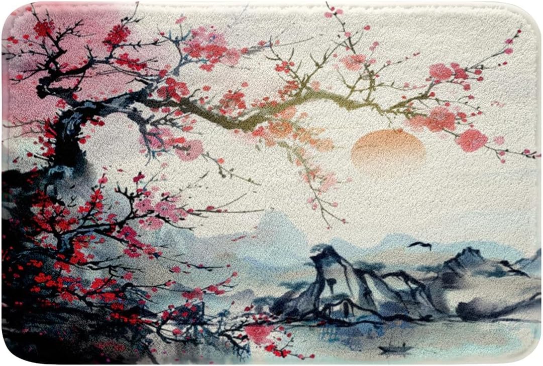 Amazon.com: Feelyou Cherry Blossoms Bathroom Rugs 16