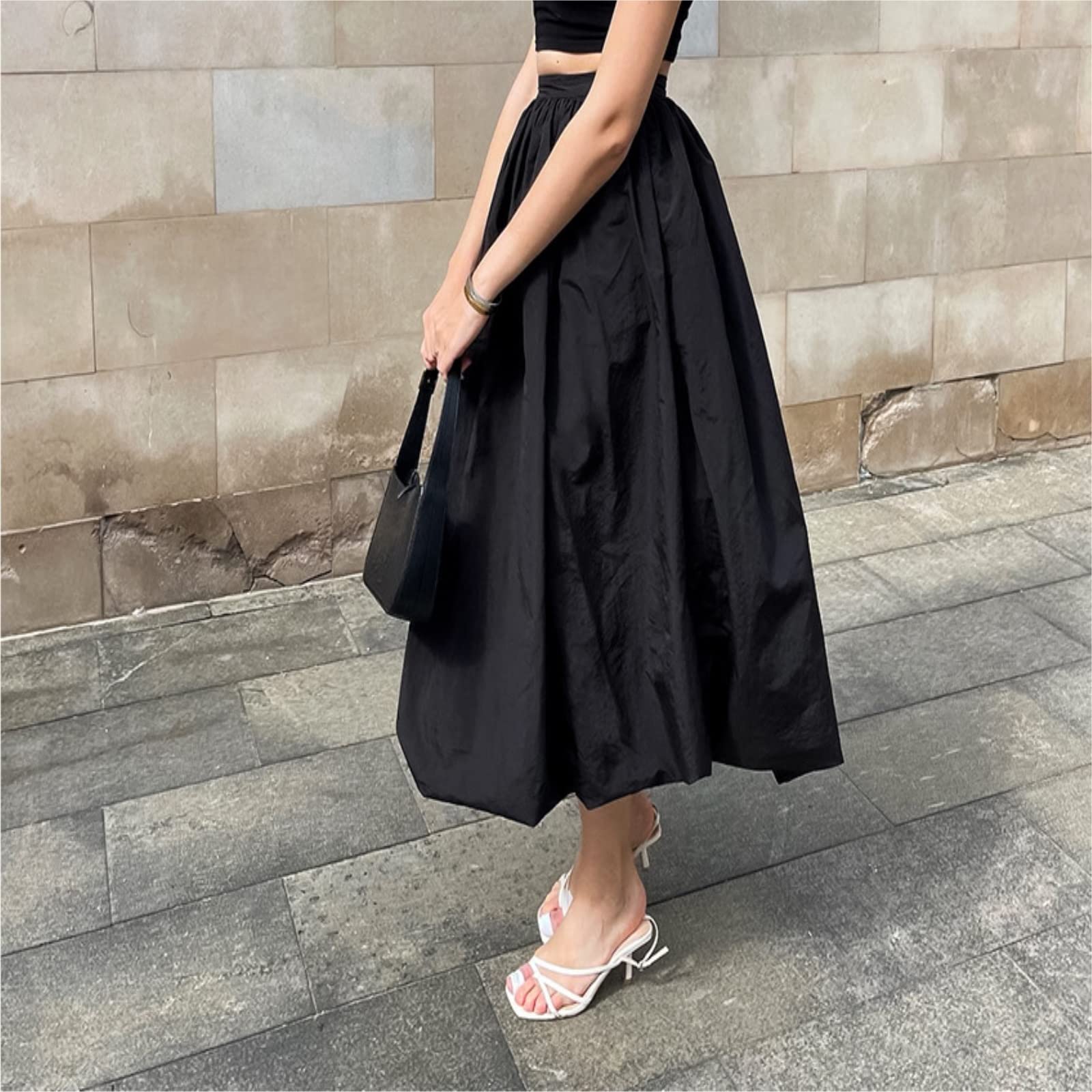 AOCATE Women skirts Spring Poached Skirt Half Skirt White Balloon