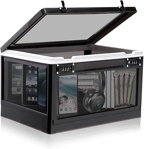 Miniatura 9 de Lalifebuss Caja de bloqueo grande para artículos personales, caja de almacenamiento con cerradura combinada para casillero de oficina, escuela,