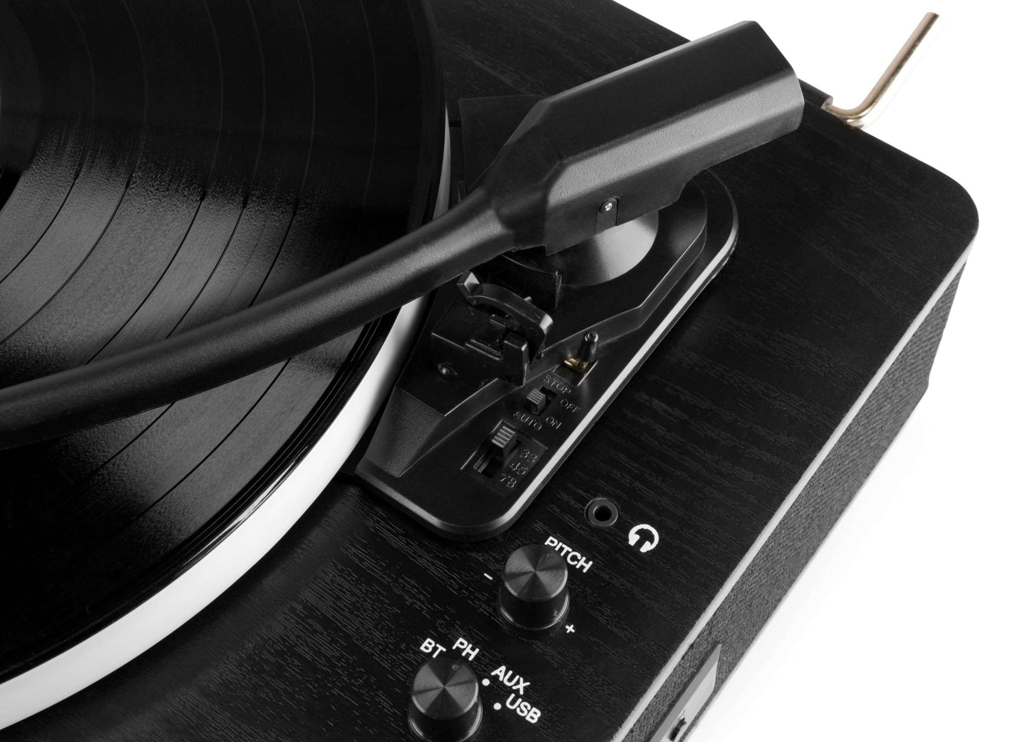 Fenton RP162LED - Platino Bluetooth con LED e altoparlanti, 33/45/78 giri, trasmettitore Bluetooth
