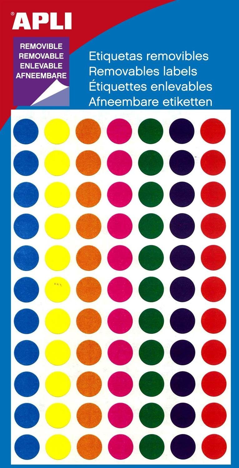 APLI 101857 - Pack of 308 Removable Tablets - Assorted Colours - Diameter 8 mm