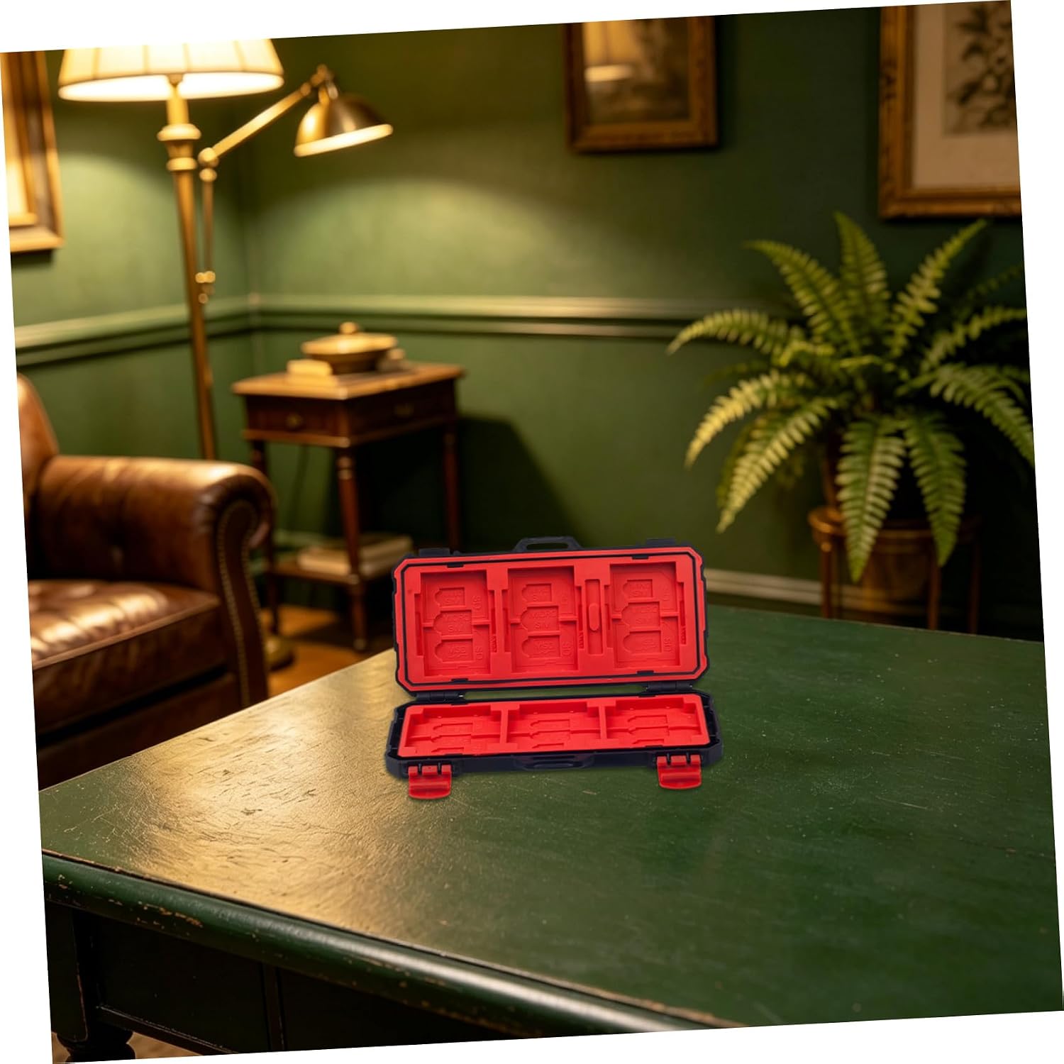 Portable Memory Cards Case with ABS Shell, Red Shockproof Holder
