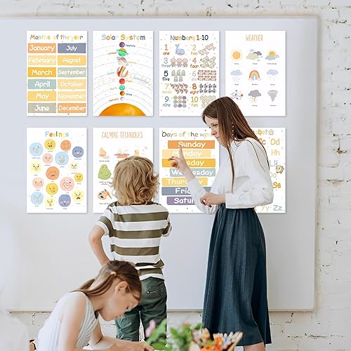 Miniatura 3 de 8 Boho Educational Posters for Toddlers, Pre K Learning Posters for Toddlers 3-5, Months of the Year, Numbers, Alphabet Posters Kindergarten