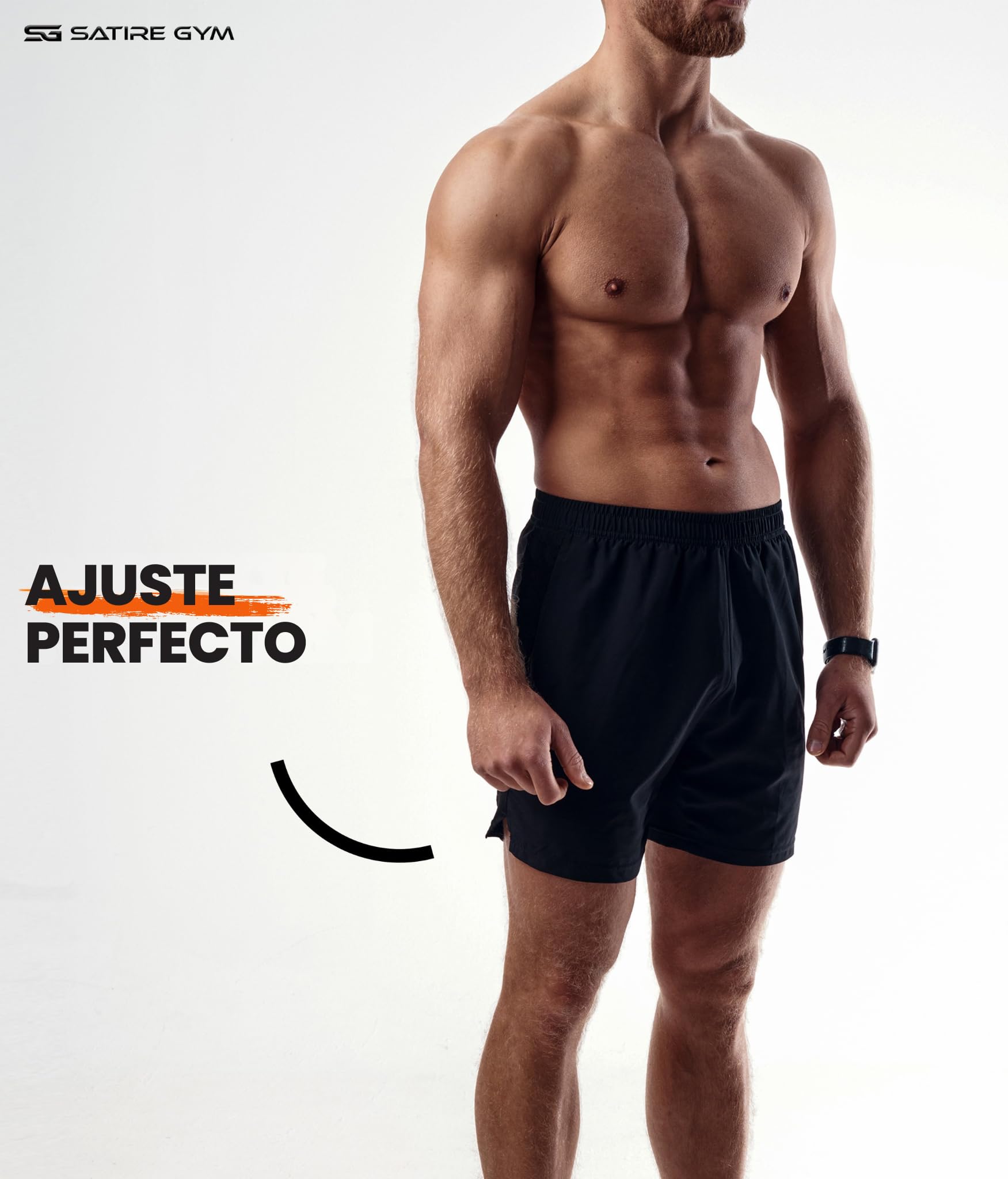 Satire Gym - Pantalones Cortos de Deporte para Hombre con Bolsillos - Pantalones Cortos Deportivos para Hombre como Pantalones de Correr (Running, Culturismo, Fitness)