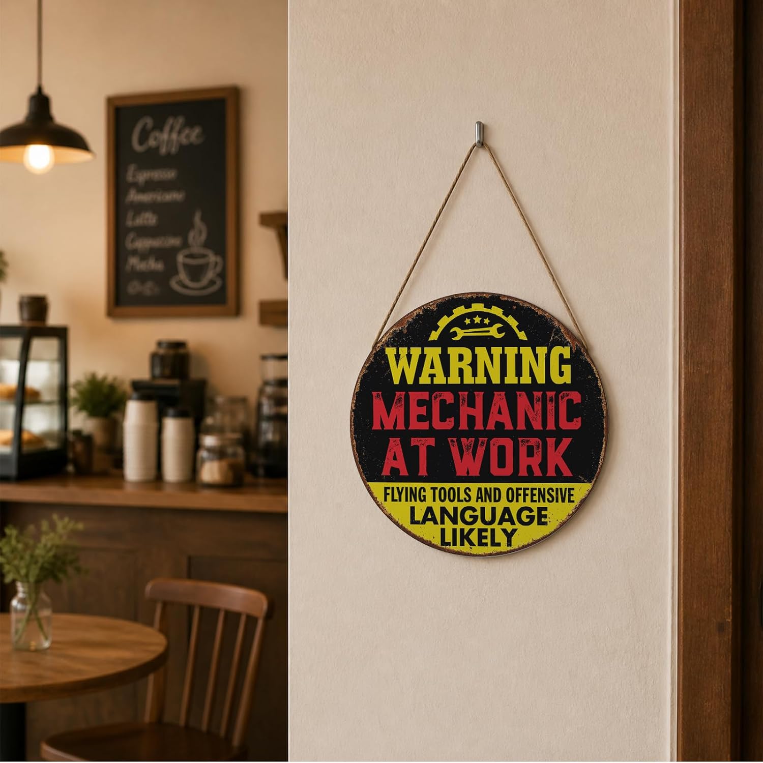 Funny Mechanic Warning Metal Sign Mechanic at Work Wall Decor Tin Sign image 4