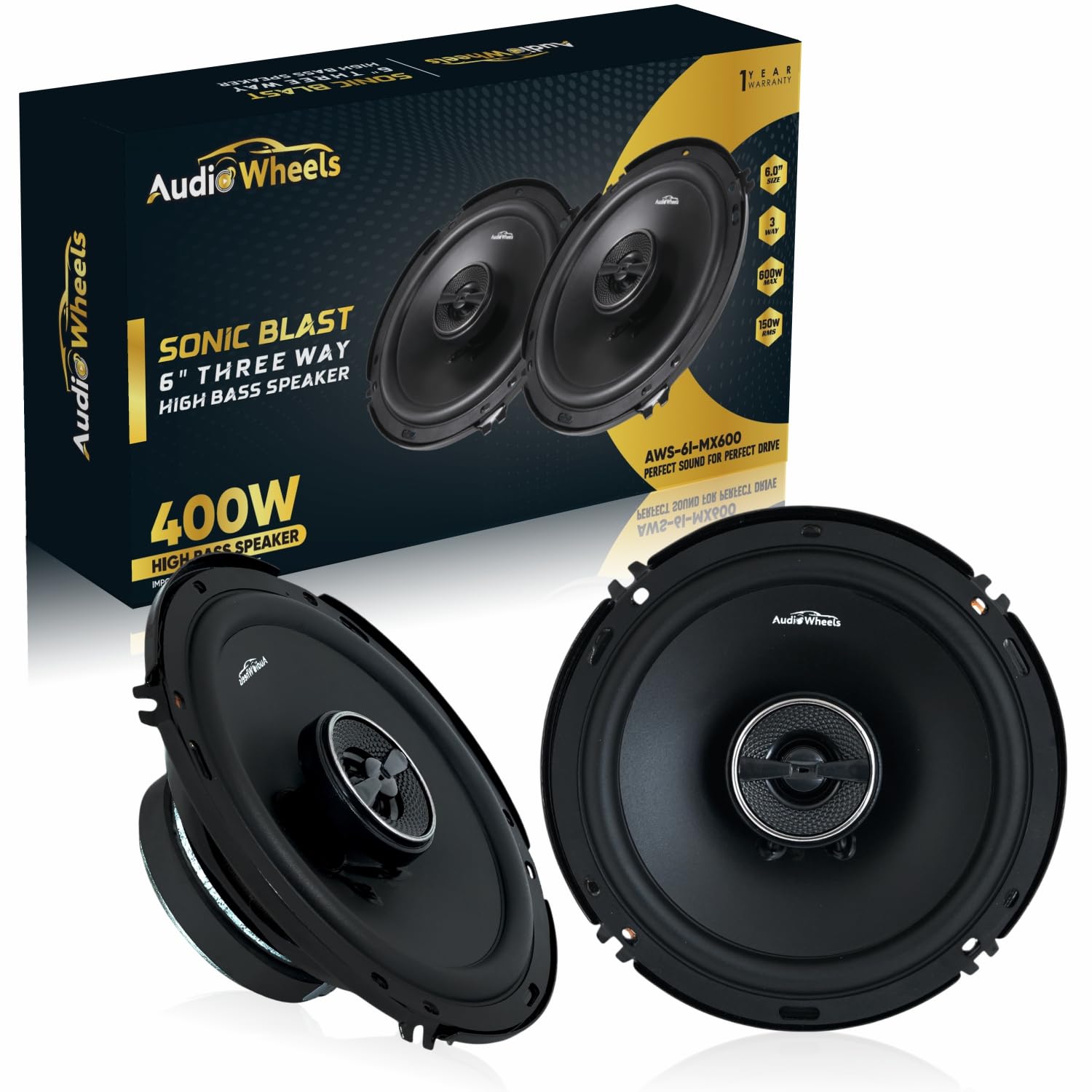 Audio Wheels 6" Sonic Blast Car Speaker – 150W RMS / 400W Max | 26mm High-Performance Voice Coil | Deep Bass Output | Durable Rubber Edge with PP Cone | 4Ω Impedance | Premium Sound Upgrade for Cars-image-35