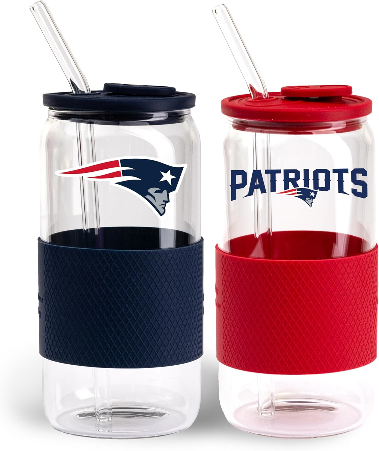 The Memory Company | Licensed NFL 2-Pack Glasses with Silicone Grip and Lid, with Straw