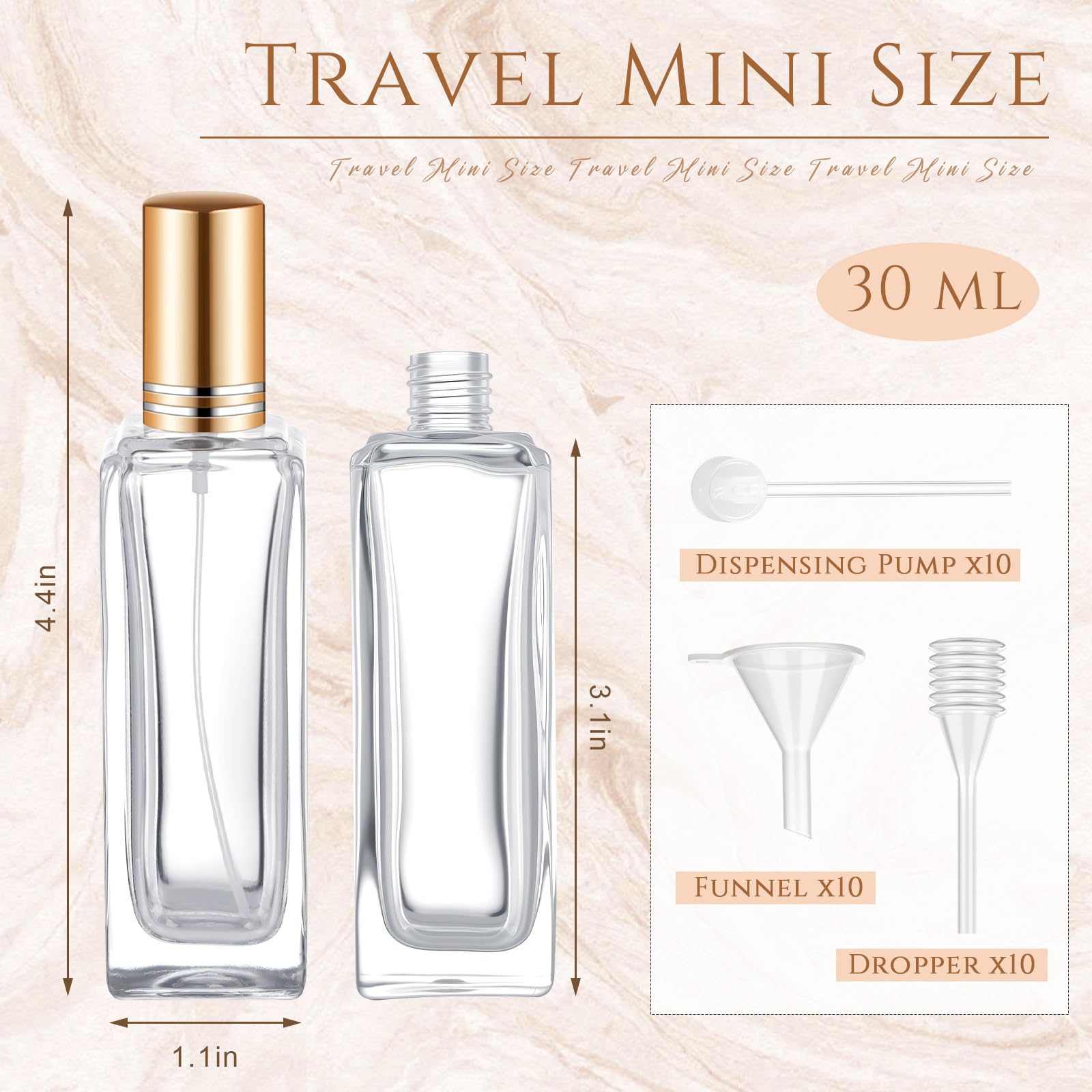 Domensi Glass Perfume Spray Bottles, Empty Refillable Containers