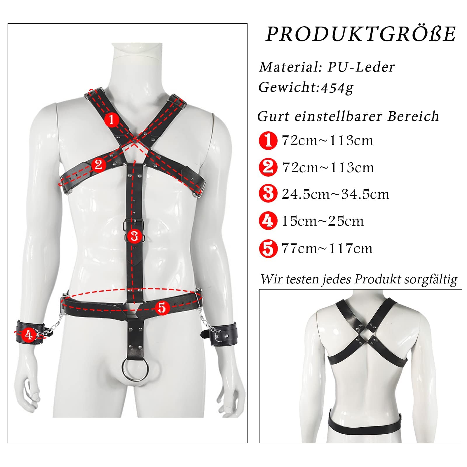 Punk Pour Hommes Harnais De Poitrine En Cuir Avec Menottes & Anneau Pénis,Vêtements Gothiques Pour Hommes Costumes Pour Hommes,Menottes Toys Pour Couples Extrême