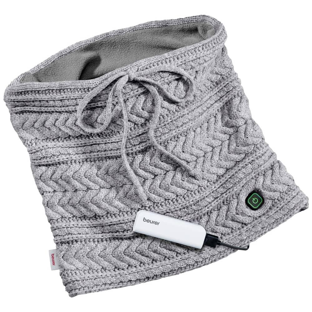 Beurer HK 37 To Go – Scaldacollo termico con Power Bank per 2 ore di Calore con Funzione di Ricarica per lo smartphone, 3 livelli di calore, spegnimento di sicurezza dopo 110 min