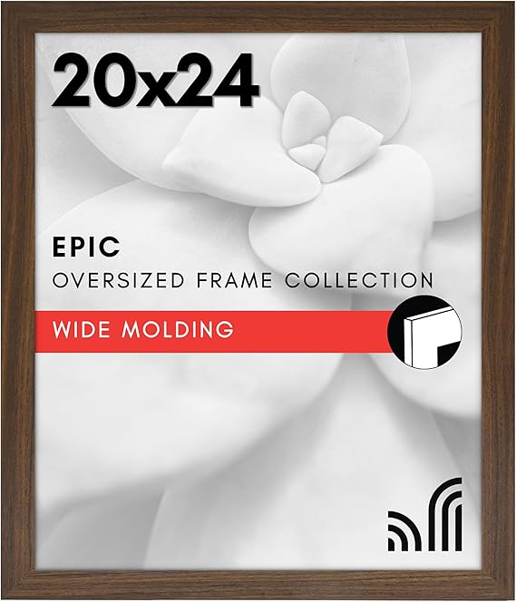 Americanflat 20x24 Picture Frame with Polished Plexiglass - Wide Picture Frames Made of Engineered Wood for Vertical or Horizontal Wall Display - Epic Collection - Mahogany