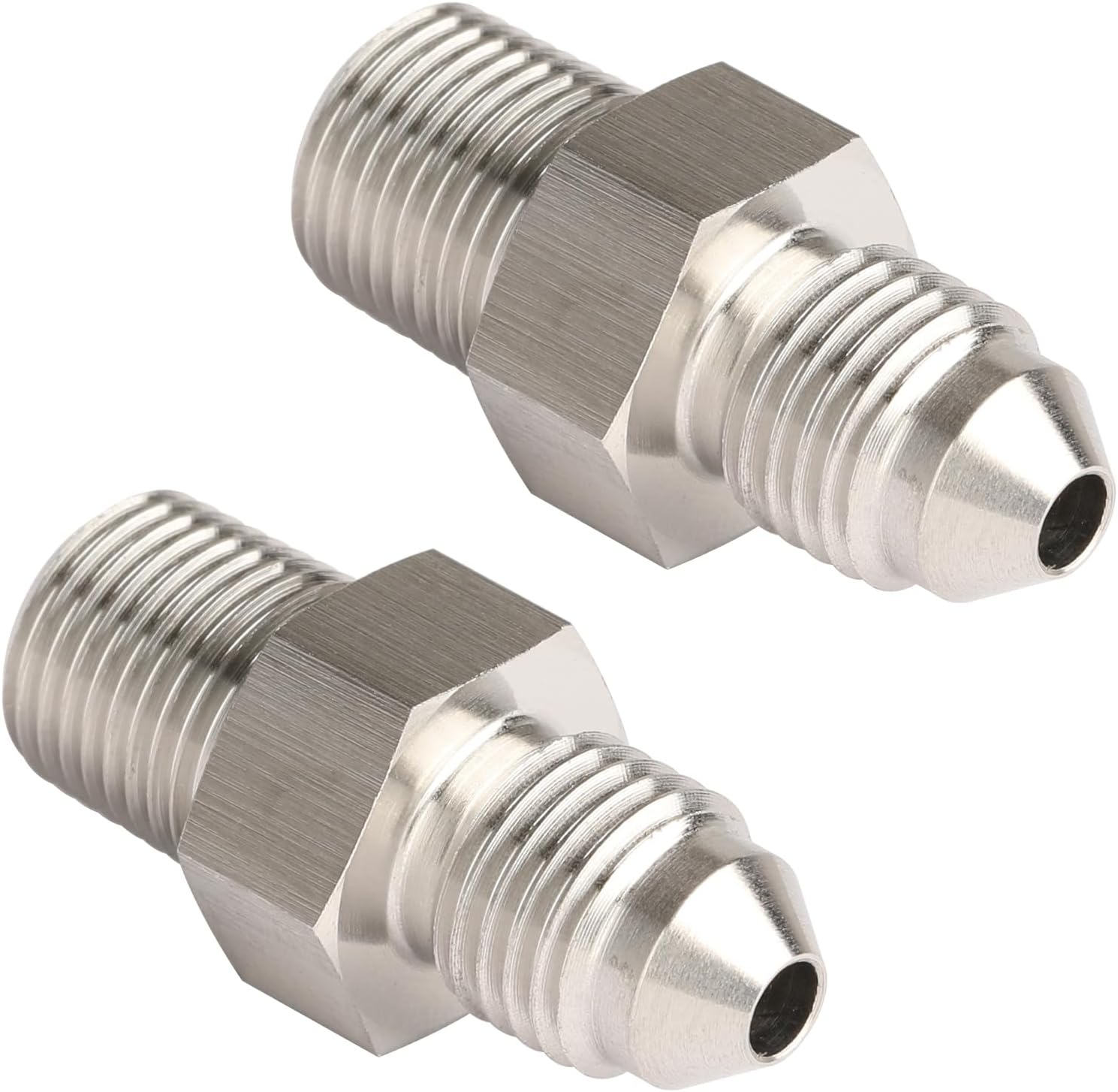 3AN Male Flare to 1/8 NPT Pipe Male Stainless Steel Straight Fitting Adapter Union Connector 2PCS 3AN to 1/8 NPT - 2PCS