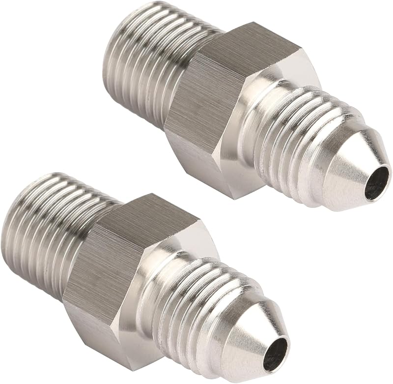 Adaptador de conexão 3AN macho para 1/8 NPT macho Podavelle em aço inoxidável – Pacote com 2