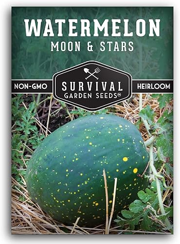 Miniatura 10 de Survival Garden Seeds - Semillas de sandía Moon & Stars para plantar - 2 paquetes con instrucciones para plantar y cultivar melones en tu huerto