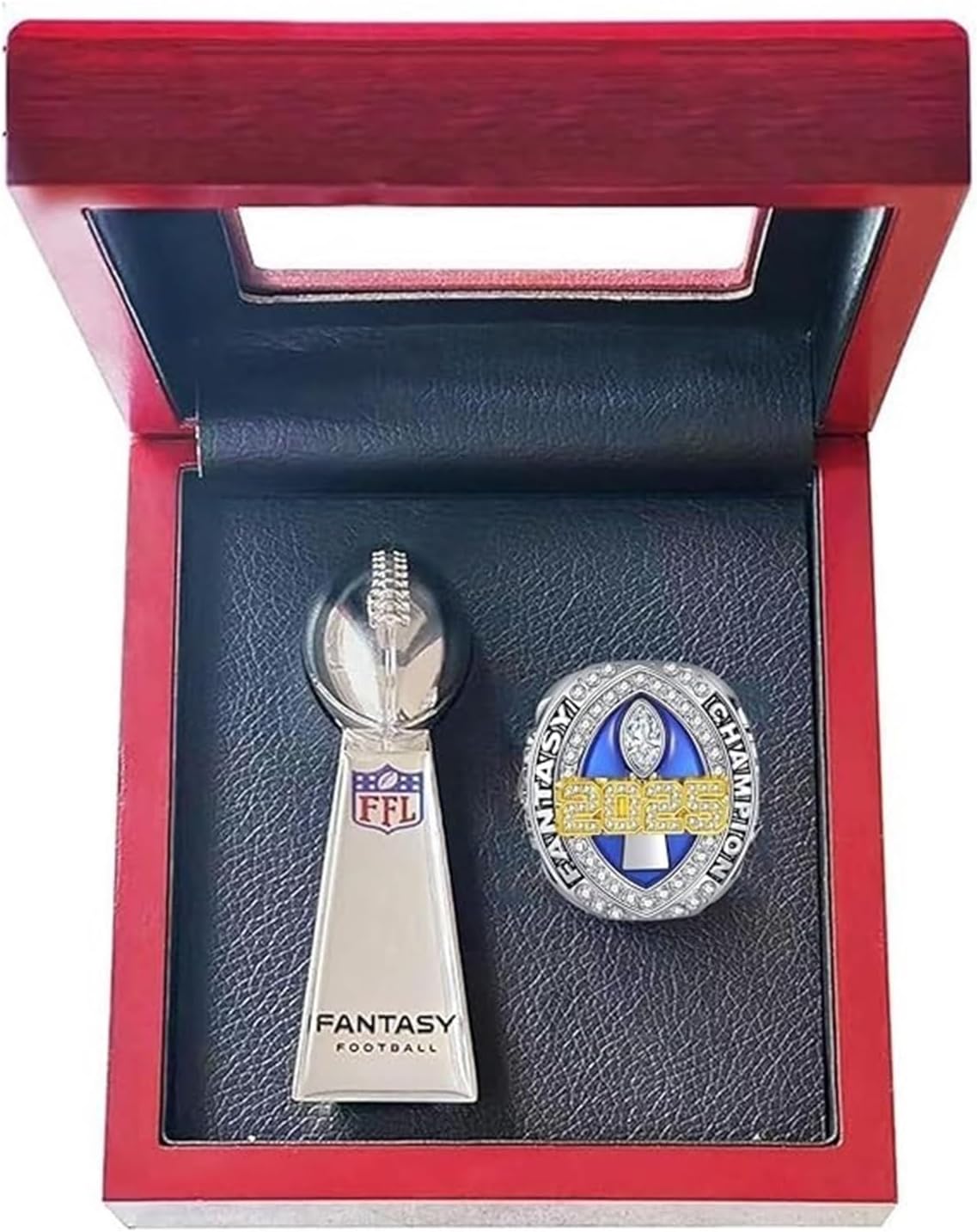 Fantasy Football Rings 2025 Championship Rings Collection FFL Championship Trophy Gift Box Ring Display Box Fantasy Football trophy