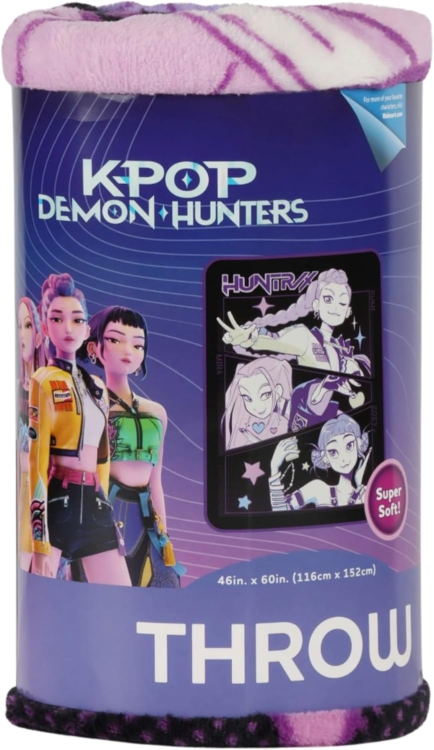 HUNTRX Kpop Demon Hunters Super Soft Fleece Throw Blanket, Purple and Black, 46x60 Inch