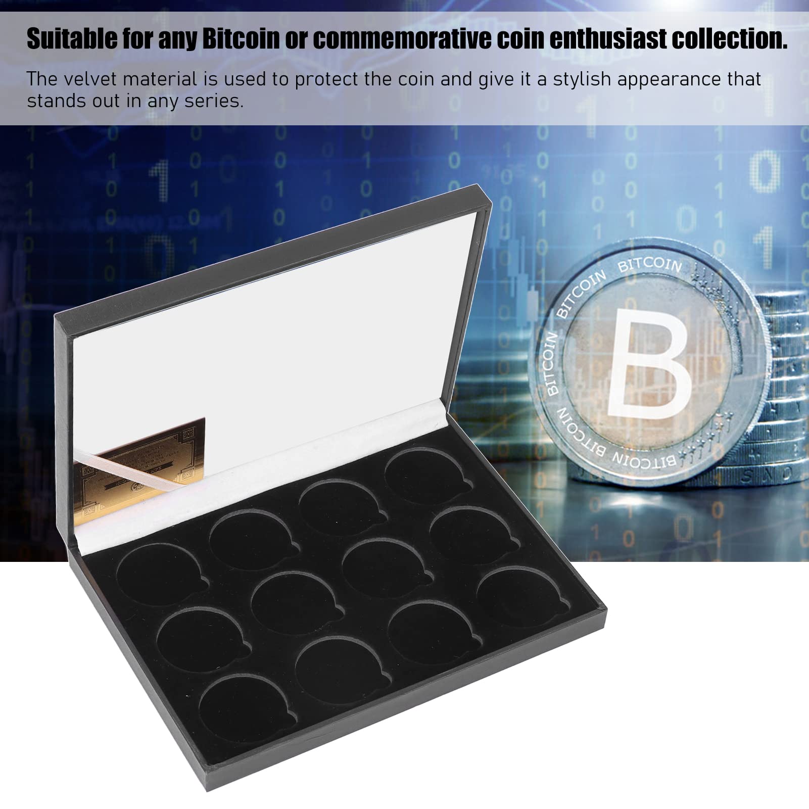 Amazon.co.jp: Ausia コインボックス、ギフトのお土産コインケースの装飾ビットコインまたは記念コイン愛好家のためのベルベット素材 :  ホビー