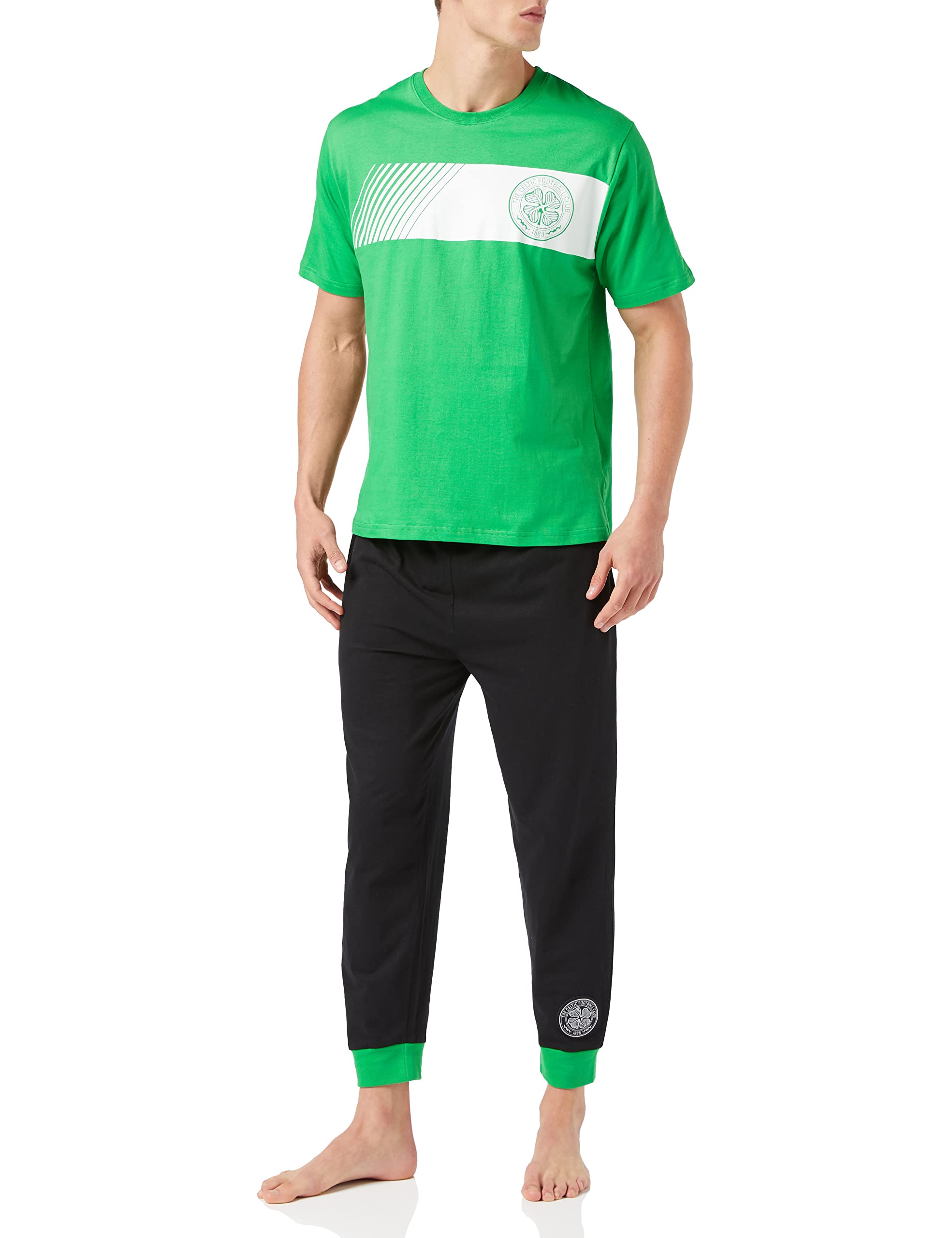 Celtic F.c. Men's Green Pyjamas Cotton Pjs Loungewear Official Football Gifts For (S)