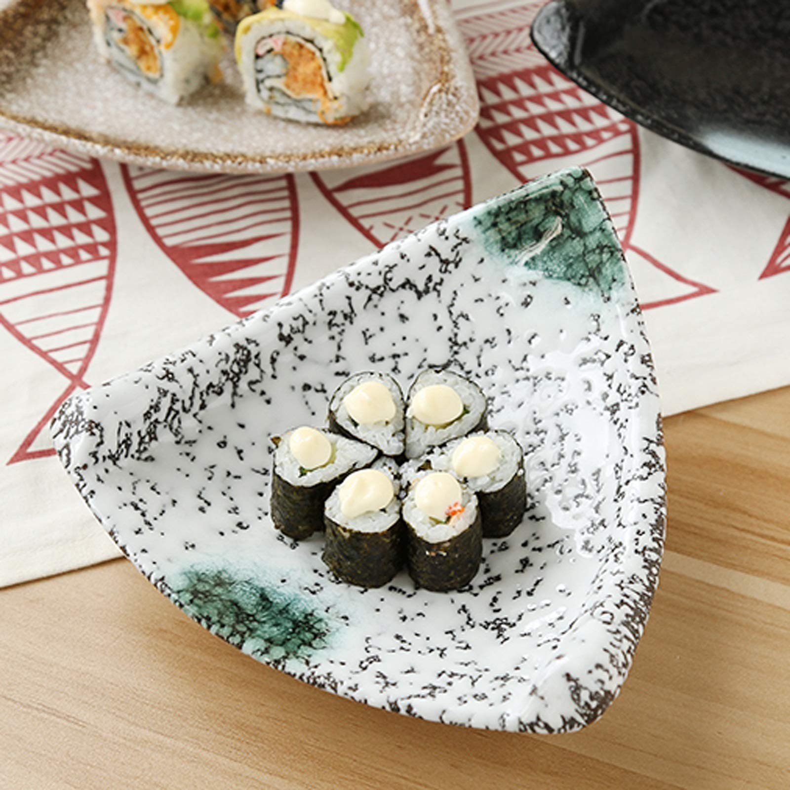 Dipschalen Keramisches Dreieck-Sauce-Teller Japanischer Stil-Sauce-Teller - Dip-Schalen-Set von 3 Gut for Ketchup, Sojasauce, Sushi und andere Party-Abendessen Snackschalen (Color : Schwarz)