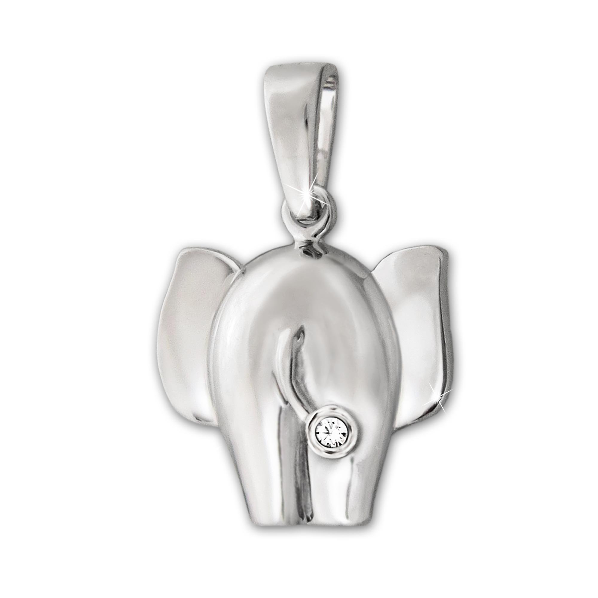 Ciondolo a forma di elefante in argento Sterling con clip
