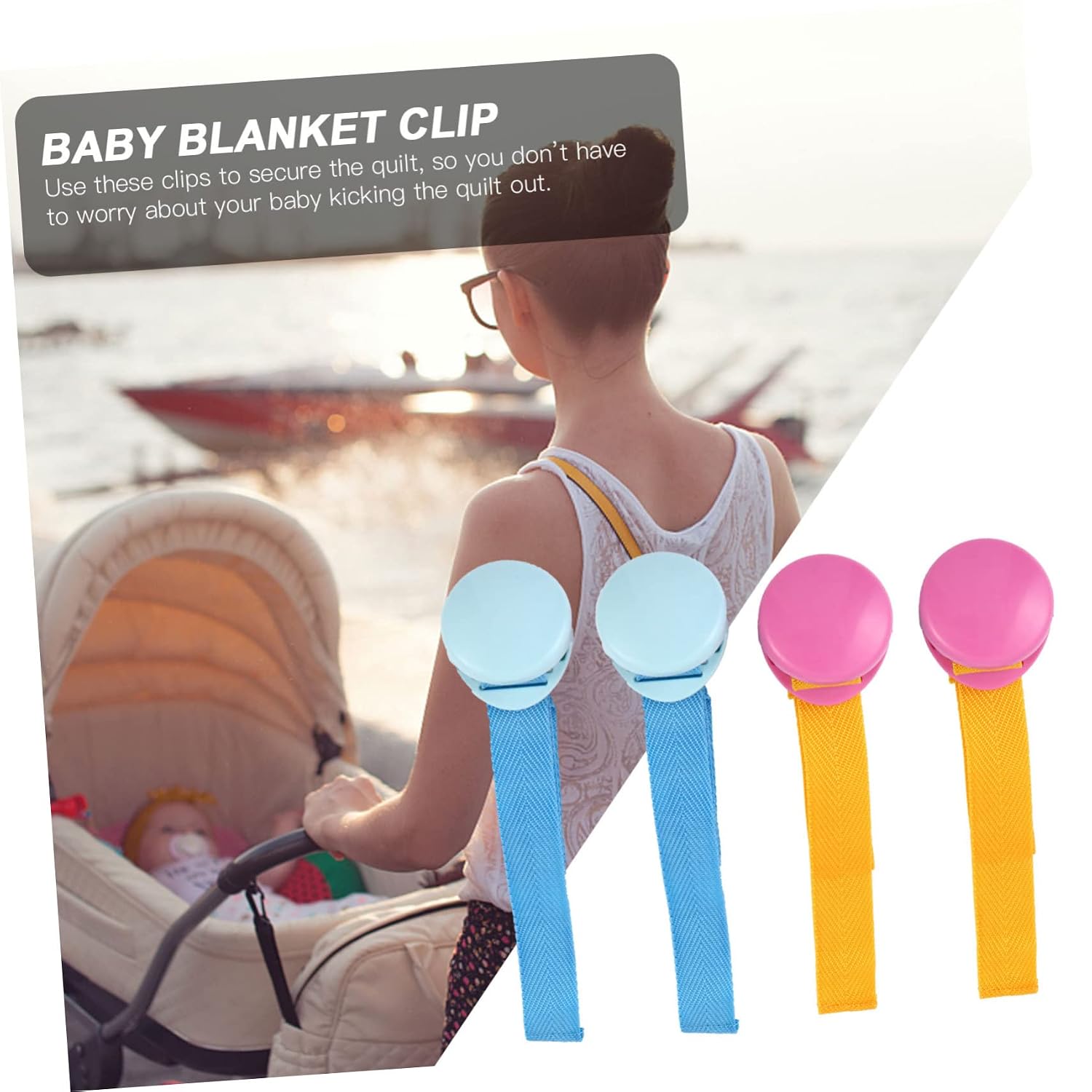 4pcs Stroller Blanket Clips Multi-Functional Pram Clip for Securely Holding Blankets and Lake for Boy Girl Carriages and Strollers