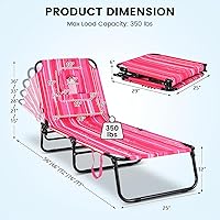 Vista 21 de GYMAX Silla bronceadora, silla de playa de 350 libras con orificio facial, almohada lavable y correa de transporte, tumbona plegable ajustable