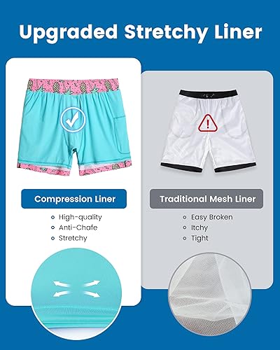 Miniatura 3 de maamgic Traje de baño para hombre con forro de compresión de 5 pulgadas, pantalones cortos de playa elásticos de secado rápido con bolsillos con