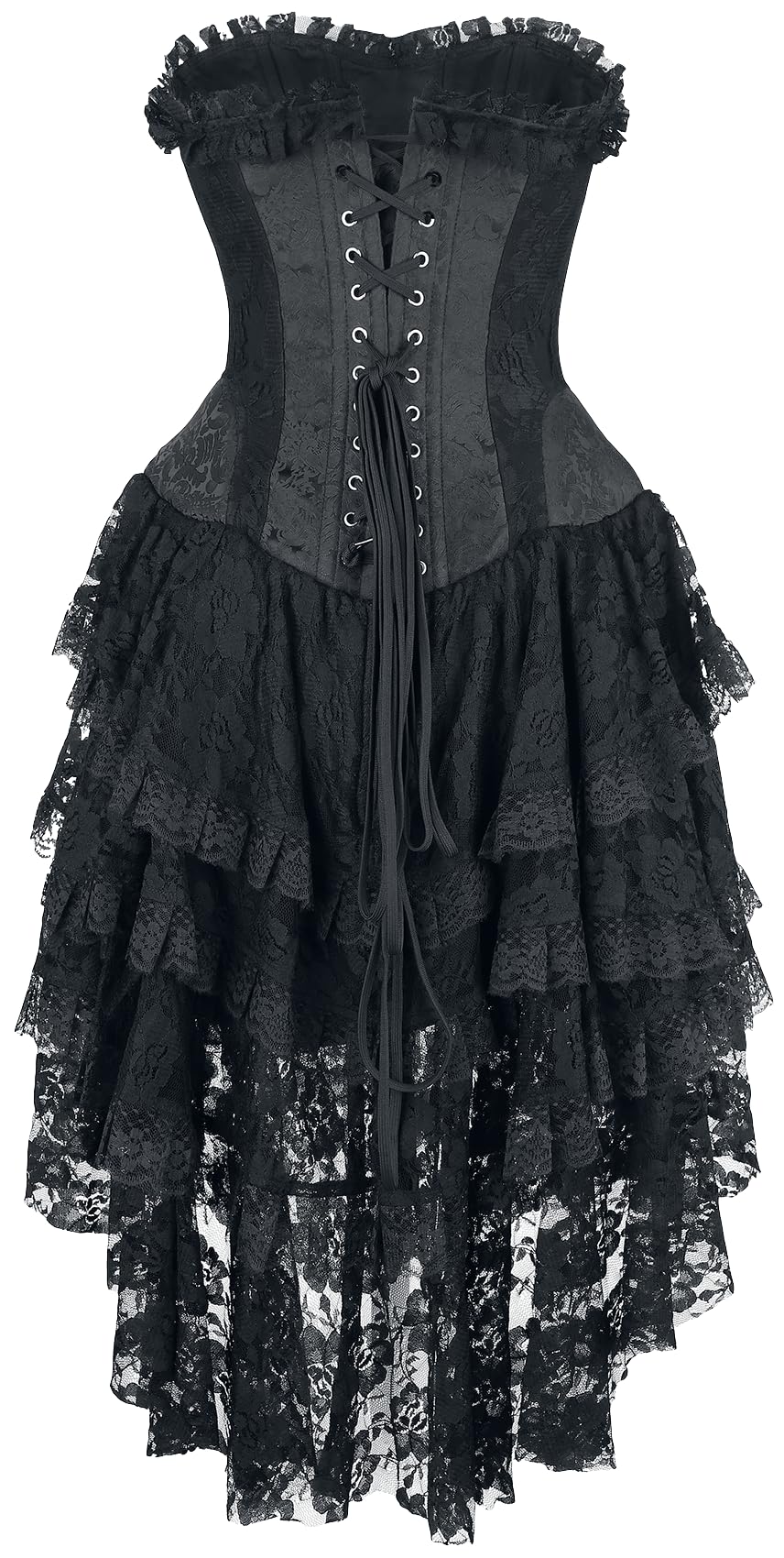 Gothicana by EMP Damen Schwarzes Gothic Kleid mit Korsage und Vokuhila Rock