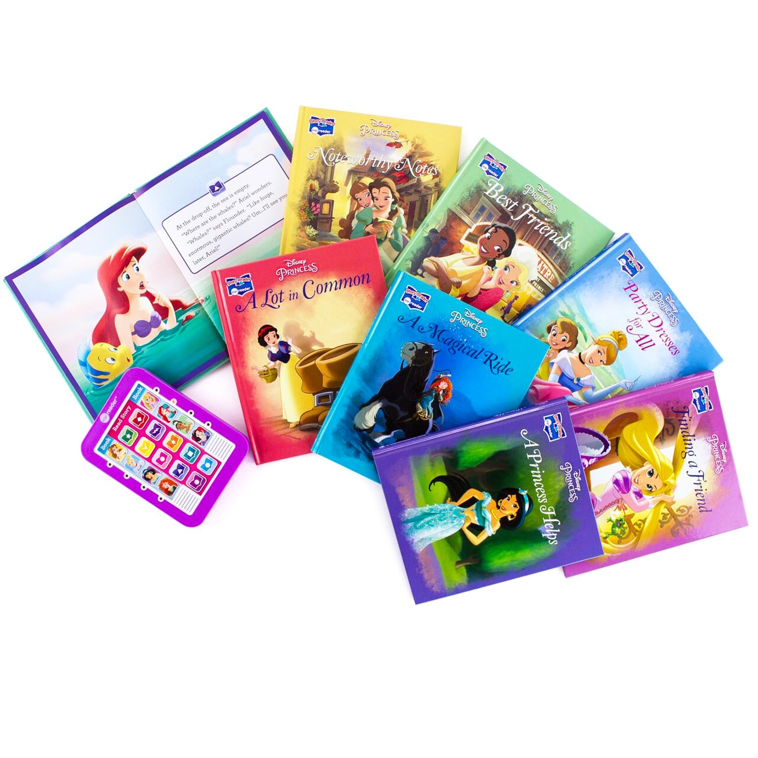 Disney Princess Me Reader Electronic Reader - Confezione da 8 libri per bambini, con adesivi Ariel, Belle, Cenerentola, More Plus | Disney Princess Early Learning Toys