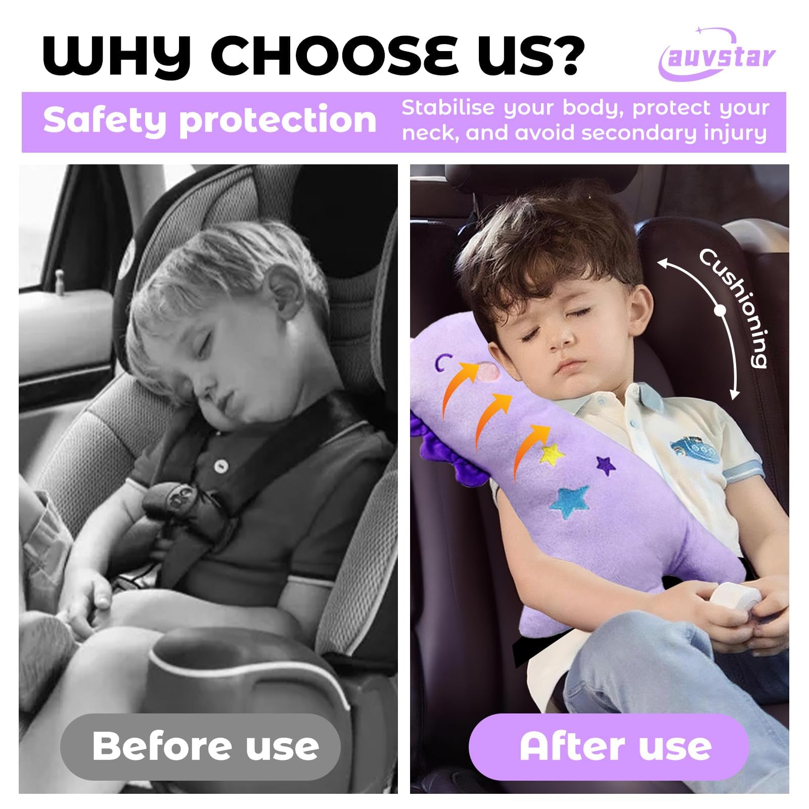 auvstar Niños Almohada para Cinturón de Seguridad de Coche, Almohadilla para el Hombro Protección para el Cinturón de Seguridad de Coche, Cojín para Cinturón de Seguridad de Coche (Unicornio)
