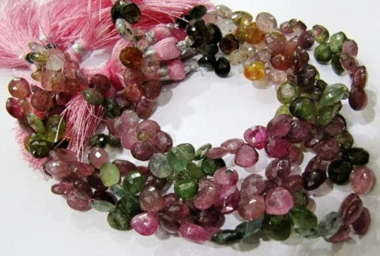 Perles tourmaline multicolore en forme de cœur LKBEADS pour création bijoux 5-7mm