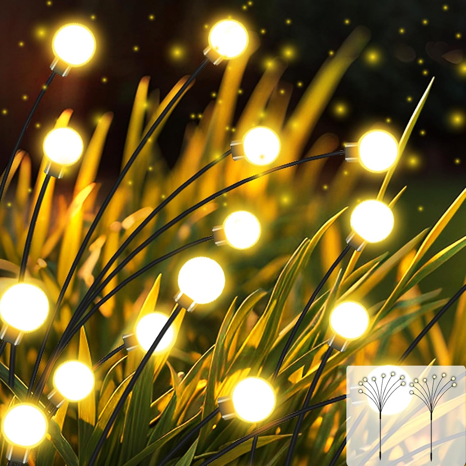 Queeon Solar Garden Lights Outdoor Waterproof 2 Pack 12 LED Solar